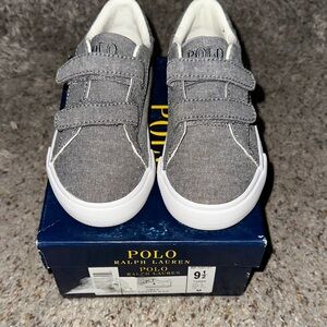 Polo by Ralph Lauren Kids Gray Canvas Hook-and-Loop Sneakers